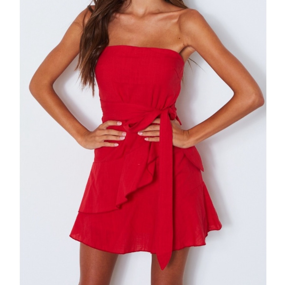 White fox holiday romance dress